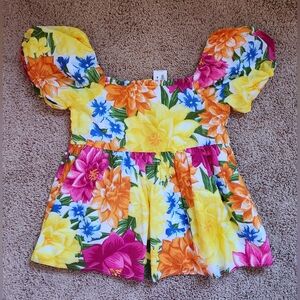 Janie & Jack Floral Bubble Sleeve Top